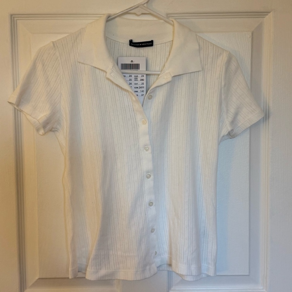 NWT Brandy Melville White Button Up Top